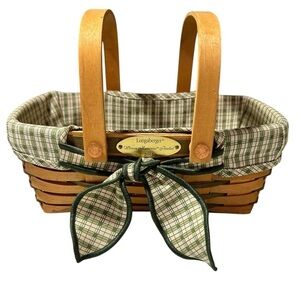 Longaberger 2001 Woven Memories Tour Basket+Liner+Tie On-Signed by Family Signed